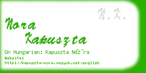 nora kapuszta business card